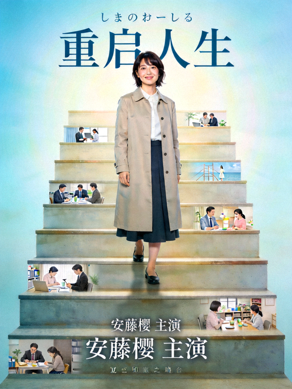 日剧《重启人生》海报，安藤樱饰演的主角多次重生尝试改变命运